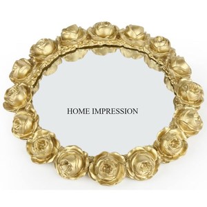 Top Selling Aluminum Casted High Grade Gold Plated Vintage Collection Designer Hotel & Restaurants Supplies Round <b>Mirror</b> <b>Tray</b> - Product Image 2