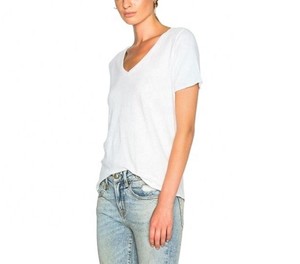 Camisetas de algodón de manga corta para mujer, Top descuento, alta calidad, venta al por mayor, Color sólido, cuello en V, 2023 - Product Image 1