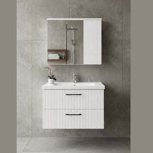 Conjunto de Muebles de Baño para Proyectos de Construcción, Mueble de Baño con Acabado Mate Antracita, con Espejo, Gabinete de Almacenamiento y Lavabo de Cerámica Incluidos - Product Image 3