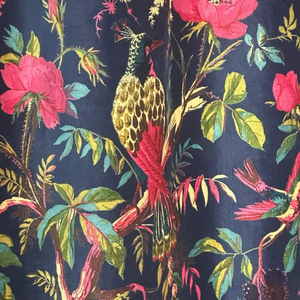 <b>Vintage</b> Cotton Velvet Blue Bird Print Luxury <b>Curtain</b> Boho <b>Curtain</b> Can Be Customised to Blackout Drapes in Wholesale - Product Image 1
