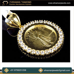 Bijoux fins faits à la main de qualité supérieure Design moderne 1.02 TCW 10K Gold Custom Icy Liberty Charm Moissanite Diamond Pendant - Product Image 6