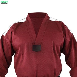 Premium <b>Red</b> Taekwondo Uniform V Neck Martial Arts Dobok Durable Fabric Master Training Suit With Black <b>Belt</b> - Product Image 5