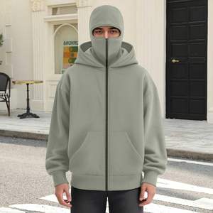 Sudadera con capucha y pasamontañas unisex, chaqueta cálida de forro polar con máscara incorporada, ropa urbana, proveedor de fábrica OEM - Product Image 3