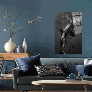 งานศิลปะติดผนังรูปฉลามกระจกนิรภัย: ผ้าใบพิมพ์ลายใต้น้ำ, งานศิลปะกระจกนิรภัย - Product Image 1