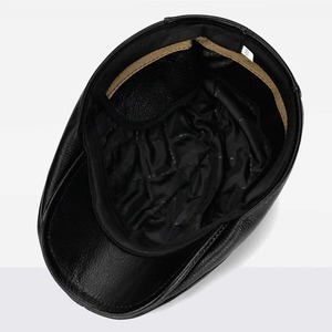 Chapeau en cuir d'extérieur pour homme, bérets d'hiver, bonnet chaud pour homme, protection des oreilles, 100% cuir véritable, chapeau de papa, vente en gros, loisirs - Product Image 5