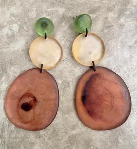 Pendientes de Resina en Capas al por Mayor, Aro Azul Verde Azulado, Resina Verde, Amarillo, Multicolor, Estilo Bohemio, para Chicas, al Mejor Precio - Product Image 4