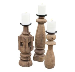 Portavelas de madera de diseño creativo, soporte para mesa de comedor, mesa lateral para casa, hoteles, restaurante, Color marrón, gran oferta - Product Image 3