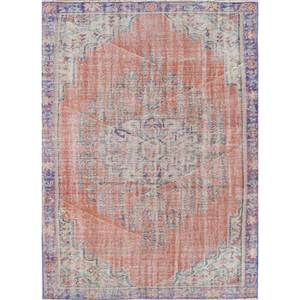 Alfombras Vintage de Lana 9x12 en Rojo y Naranja, con Patrón de Medallón Anudado a Mano, para Hogar y Sala de Estar, Alfombra Rectangular para Pasillo - Product Image 1