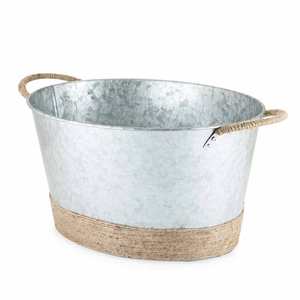 Bac à fleurs en métal de grande taille en gros, texture diamant, ovale, jardinière multi-usages, seau à glace et conteneur pour plantes en acier galvanisé - Product Image 3