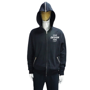 เสื้อฮู้ดผ้าฝ้าย100% แบบรูดซิปหน้าสำหรับผู้ชายเสื้อมีฮู้ดลายหน้าเหนือออกแบบโลโก้ได้ตามต้องการ - Product Image 1