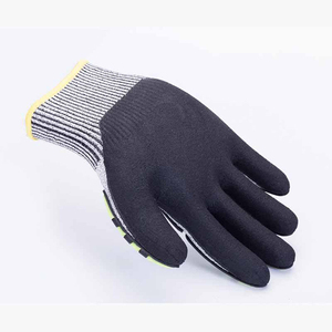Guantes mecánicos resistentes a impactos de nivel 5 de alta calidad, guantes de construcción de corte de maquinaria de trabajo de seguridad de cuero negro de Palma TPR - Product Image 5