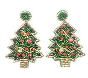 Árbol de Navidad de lujo Bastón de caramelo Reno Copo de nieve Diseño Gota Pendientes de Aro para Niñas para boda o compromiso - Product Image 5