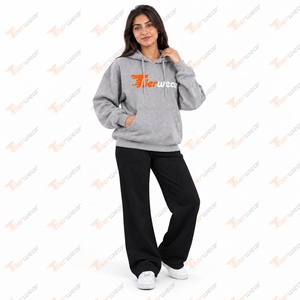 Sweat-shirt décontracté gris pour femme Tiierwear en mélange de coton avec logo imprimé sur le devant, respirant, idéal pour l'automne - Product Image 2