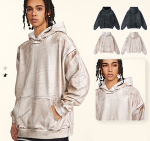 Sweat-shirts en molleton français ultra lourds, sweat-shirt oversize unisexe, sweat-shirt oversize court sans cordon pour homme - Product Image 2