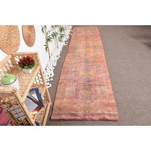 Turkish <b>Runner</b> <b>Rug</b>, 2.8x11.8 ft Vintage <b>Rug</b>, Orange Patchwork Wool <b>Rug</b> - Product Image 1
