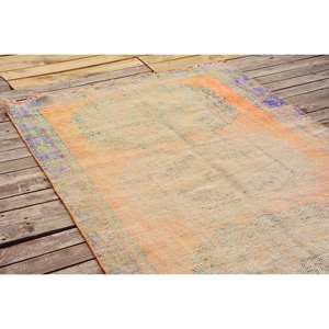 Tapis en laine turque orange et violet vintage 4 X 10,9ft tissage plat Patchwork Design pour salon décor voiture utilisation avec support en latex - Product Image 2
