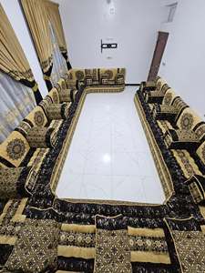 Diseño interior árabe Majlis, diseño clásico moderno, elegante conjunto de sala de estar, asientos de esquina de lujo, diseño que ahorra espacio - Product Image 3