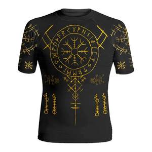 Camiseta de compresión de manga corta Rashguard personalizada, ropa de entrenamiento de gimnasio, tela sublimada de secado rápido, fabricante OEM de Pakistán - Product Image 4