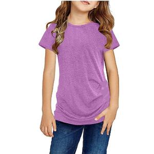 Ropa de moda para niños, último diseño sólido de gran tamaño de camiseta de Color, fabricante de fábrica al por mayor, precio barato para niñas - Product Image 6