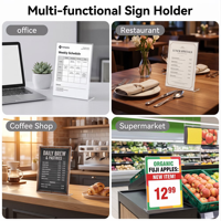 Supports de présentation en plastique transparent pour table, porte-affiches en forme de L 8,5*11 pour prospectus, documents, bureaux, restaurants, supermarchés