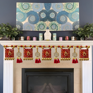 Divyakosh 38 pouces tissu traditionnel suspendu Torans Bandarwal Style porte bande décorative pour entrée de maison pour Diwali Vertical - Product Image 6