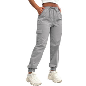 Pantalon cargo droit en toile pour homme, taille mi-haute, cordon de serrage, jambe large, coupe ample, pour un look professionnel élégant - Product Image 5