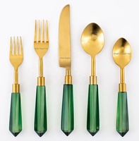 Meistverkauftes Klassisches Edelstahl-Besteckset mit Acrylgriffen 5-teilig für Hochzeitstisch-Vermietung und Heimdekoration