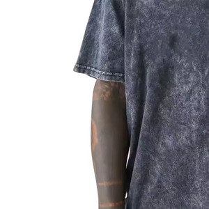 Custom logo Workout Clothing Sportswear Heavyweight Vintage Cotton Acid Washed Oversized Running Fitness Gym Shirts Men - Product Image 3