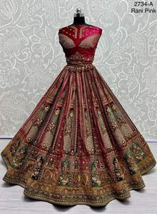 Nuevo diseño nupcial Lehenga Choli colección Multi-hilo diamante trabajo estampado Floral bordado Patchwork terciopelo Dori trabajo - Product Image 4