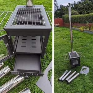 NOUVEAU Ensemble d'outils de cheminée multifonction portable moderne en aluminium pour intérieur/extérieur, mini brûleur à bois pour chauffage intérieur - Product Image 3