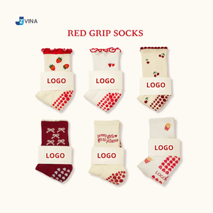 Calcetines de Pilates Personalizados de Algodón, Color Azul Pastel, Verde, Rojo, Rosa, Marrón, Diseño Floral, Antideslizantes, para Bebés y Mujeres, Venta al por Mayor - Product Image 3