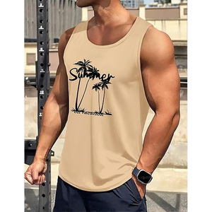Camisetas sin mangas informales para hombre de algodón 100% al por mayor cómodas opciones de talla grande con logotipo personalizado transpirable de color sólido - Product Image 2