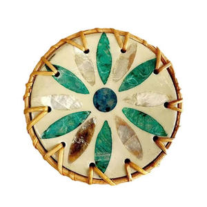 Vietnam factory New Style Rattan Cup <b>coaster</b> Pad Drinking Teacup Small Decorative Placemat <b>coaster</b> with Center <b>Ceramic</b> Pads - Product Image 4