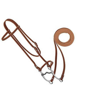 Arnés Cuero Po NY Brow Band Brida Hebilla de una sola mejilla Calzones Ajustable Western Headstall en Sunset Finish Training - Product Image 5