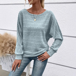 Nuevo 2025 mujeres cómodo Casual Color sólido manga larga cuello redondo pulóver camiseta Otoño/Invierno nuevo estilo - Product Image 4