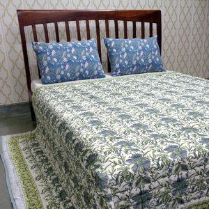 ผ้าห่มผ้าฝ้ายออร์แกนิกสำหรับ100% ลายบล็อกไม้แบบดั้งเดิมขนาดควีนไซส์ - Product Image 5