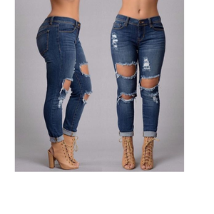 Gran oferta de ropa de mujer, pantalones vaqueros cortos de pierna ancha con cintura elástica de gran tamaño, pantalones vaqueros rasgados con bolsillo de verano del proveedor BD - Product Image 2