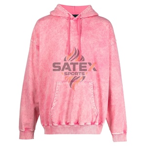 Nouveau sweat à capuche unisexe vintage épais à épaules tombantes, brodé, coupe oversize, en coton délavé à l'acide, thermique pour l'hiver, motif uni - Product Image 2