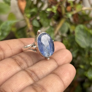 Anillo de diseñador de Plata de Ley 925, piedra preciosa de cianita Original, moissanita, joyería para fiestas de excelente calidad, venta al por mayor - Product Image 1