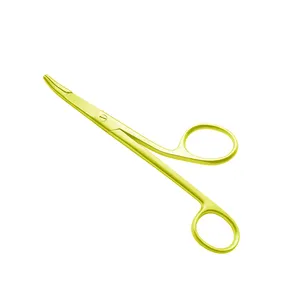 Soportes de agujas de color amarillo, pinzas TC Gillies con fuerzas TC, pinzas de soporte de aguja de borde dentado de acero inoxidable con tijera
