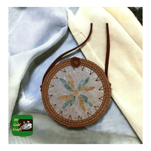 Rattan Bag with Mother of pearl designed using natural rattan and pearl detail <b>for</b> stylish handbag wear, Vietnam origin - Product Image 5