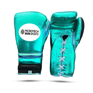 Guantes de boxeo profesionales de cuero genuino con logotipo personalizado para deportes al aire libre - Product Image 6