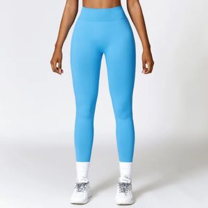 Pantalon de fitness et de sport pour femmes avec logo personnalisé Leggings de yoga taille haute sans couture Scrunch Butt Design Legging d'entraînement de style décontracté - Product Image 3