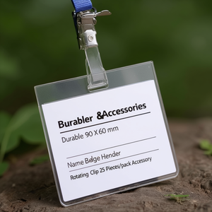Durable 90 X 60 mm Transparent <b>Name</b> Badge Holder with Rotating Clip 25 Pieces/Pack Accessory - Product Image 3