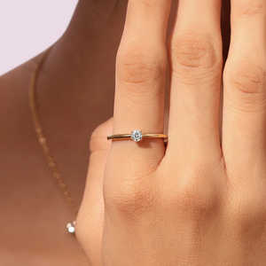 Anillo de Compromiso de Moissanita de Corte Redondo de 1 Quilate, Oro Sólido de 14K, Anillo de Boda Minimalista Solitario, Joyería Fina al por Mayor, Regalo para Ella - Product Image 5