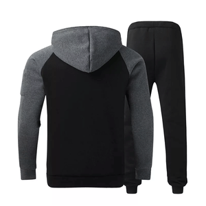 Chándal informal transpirable de 2 piezas con capucha para hombre, chándal ecológico con patrón sólido para correr, ropa deportiva de invierno - Product Image 4