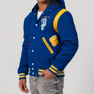 Veste en laine Letterman décontractée pour hommes de qualité supérieure Manteau universitaire de baseball avec col à capuche Vêtements en gros lettermen - Product Image 6