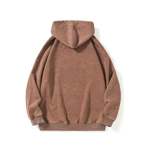 Streetwear personnalisé sweat à capuche gris vintage brodé 600 Gsm pull vierge imprimé logo lavé à l'acide sweat à capuche - Product Image 4