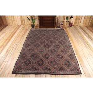 Vintage Turkish Rug, 6.7x9.8 ft Kilim Rug, <b>Brown</b> Red Patchwork <b>Wool</b> Rug - Product Image 1