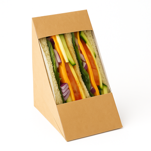 Venta al por mayor de papel Kraft ecológico para alimentos, cajas de sándwich triangulares personalizadas con ventana para Decoración - Product Image 2